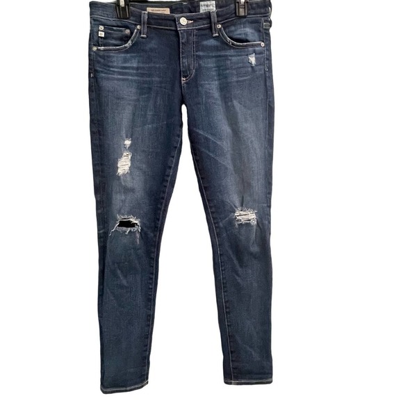 AG Adriano Goldschmied The Legging Ankle Super Skinny sz 30 Distressed Dark Wash - Picture 1 of 6